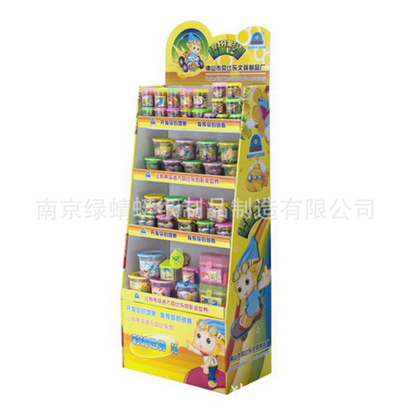 【工厂直销】纸展示架 落地式超市橡皮泥儿童玩具促销纸堆头