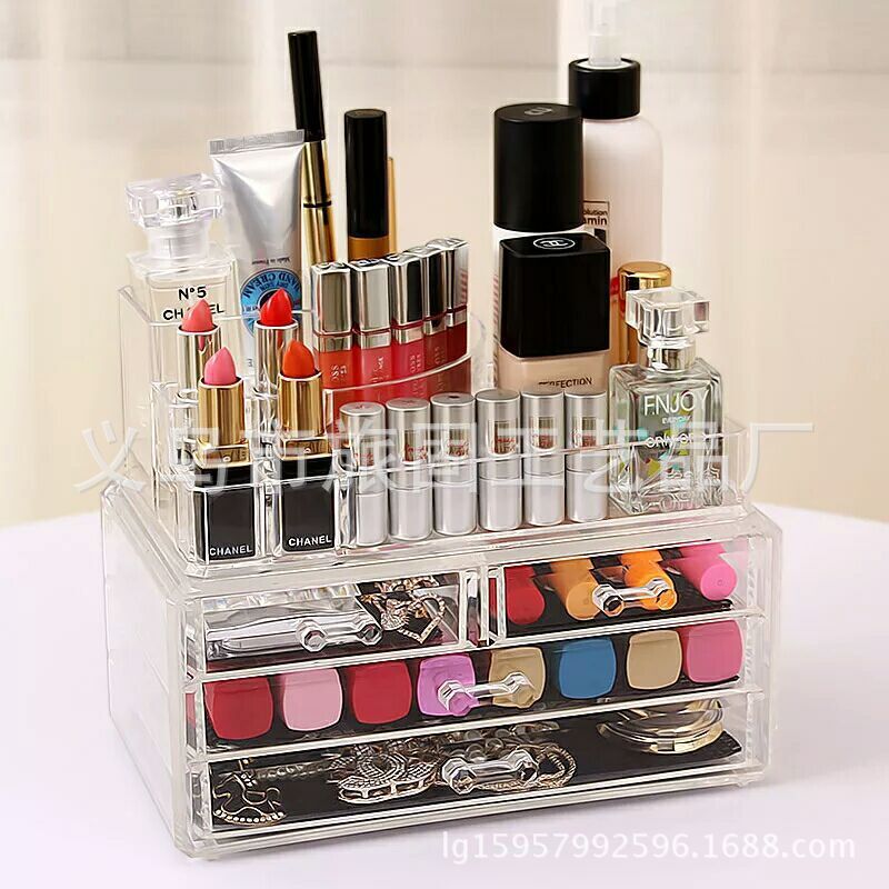 厂家批发透明亚克力收纳盒，桌面化妆收纳盒