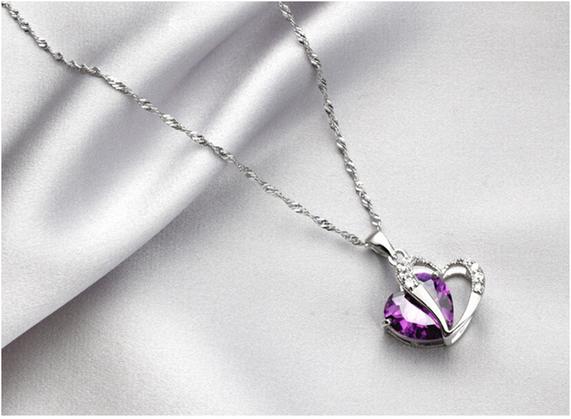 Heart-shaped Zircon Jewelry Set Heart Necklace Earrings Set Heart Set With Chain Wholesale Nihaojewelry display picture 11