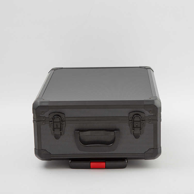 厂家定制 全黑色金属手提拉杆箱 铝合金五金工具箱套装