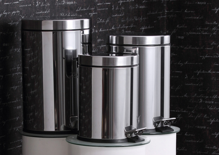 精品不锈钢圆形脚踏垃圾桶酒店宾馆卫生家用间专用垃圾桶磨砂面t