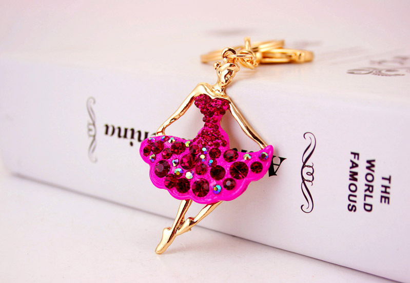 34g Weight Bag Charms Bag Accessories Type Rhinestones Inlay Material Alloy Material Human Pattern Kuxi Ornament Alloy Rhinestone Ballet Girl Car Key Ring Women Bag Accessories Key Chain Small Gift 5