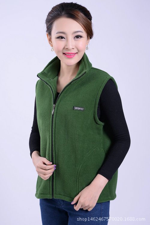 【春秋中老年女士摇粒绒马甲抓绒女坎肩背心户