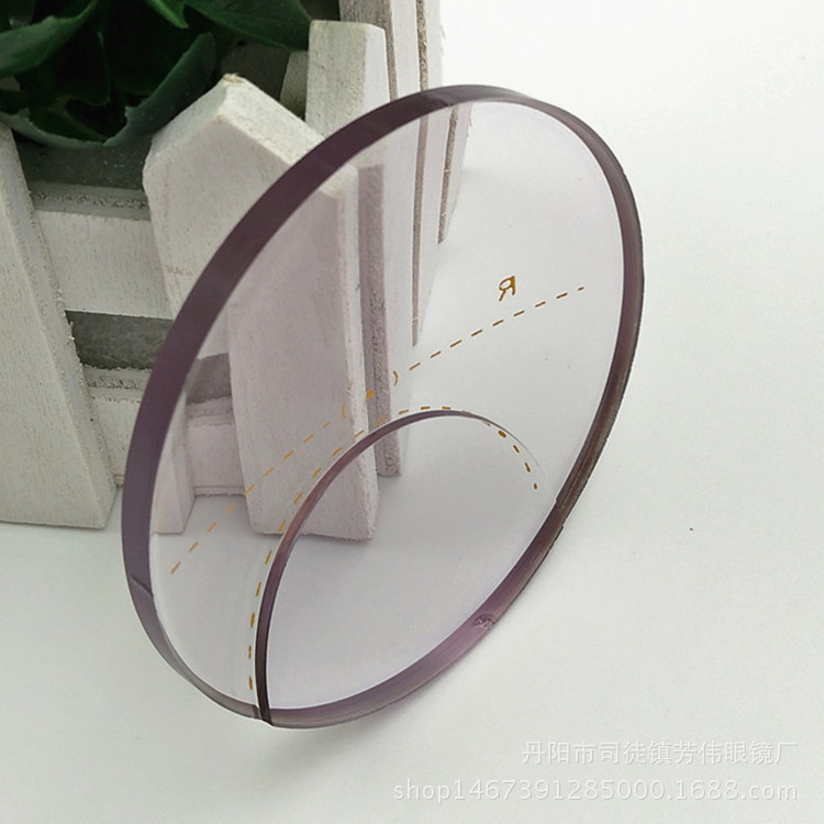 直销批发1.56防蓝光大视野圆顶双光眼镜片功能