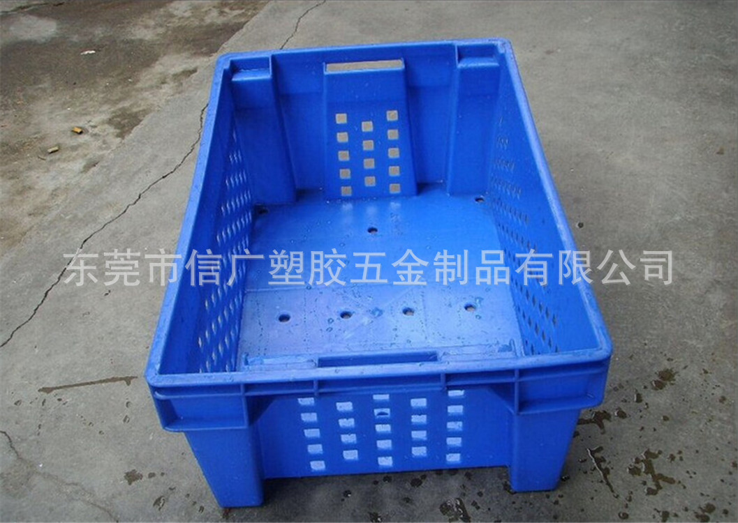 PE塑料错位生鲜水果箱 冷冻箱 食品箱 加厚耐摔五金网眼周转箱