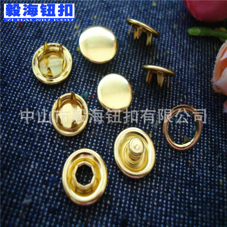高档五爪扣 金属圆形平面金色五爪钮扣 牛仔衬衫摁扣 急钮铜纽扣