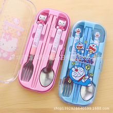 可爱卡通儿童餐具套装立体头勺子叉子筷子三件套便携餐具活动礼品