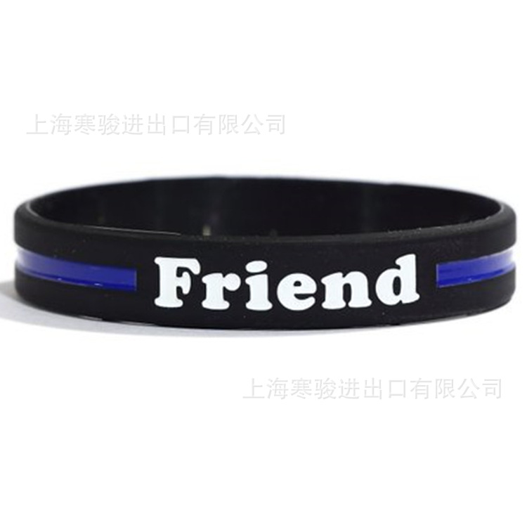 FRIEND Thin Blue Line 硅胶手环 蓝色线 朋友 手腕带