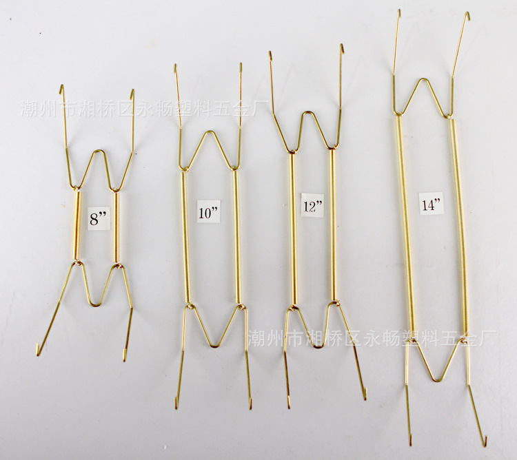 大量現貨12寸盤用W型裝飾盤挂鈎 隱形彈簧挂盤鈎 彈簧盤子挂鈎