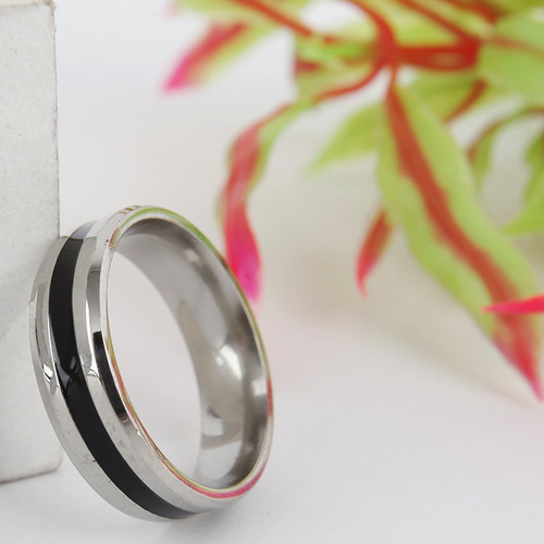 Beijing Love Story Same Style Mirror Double Beveled Magic Glue Titanium Steel Ring Stainless Steel Ring Factory Direct Sales
