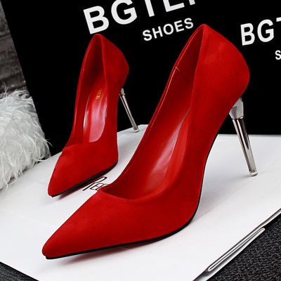 2722-1 han edition fashion contracted fine with high heels suede shallow mouth pointed sexy nightclub show thin single s