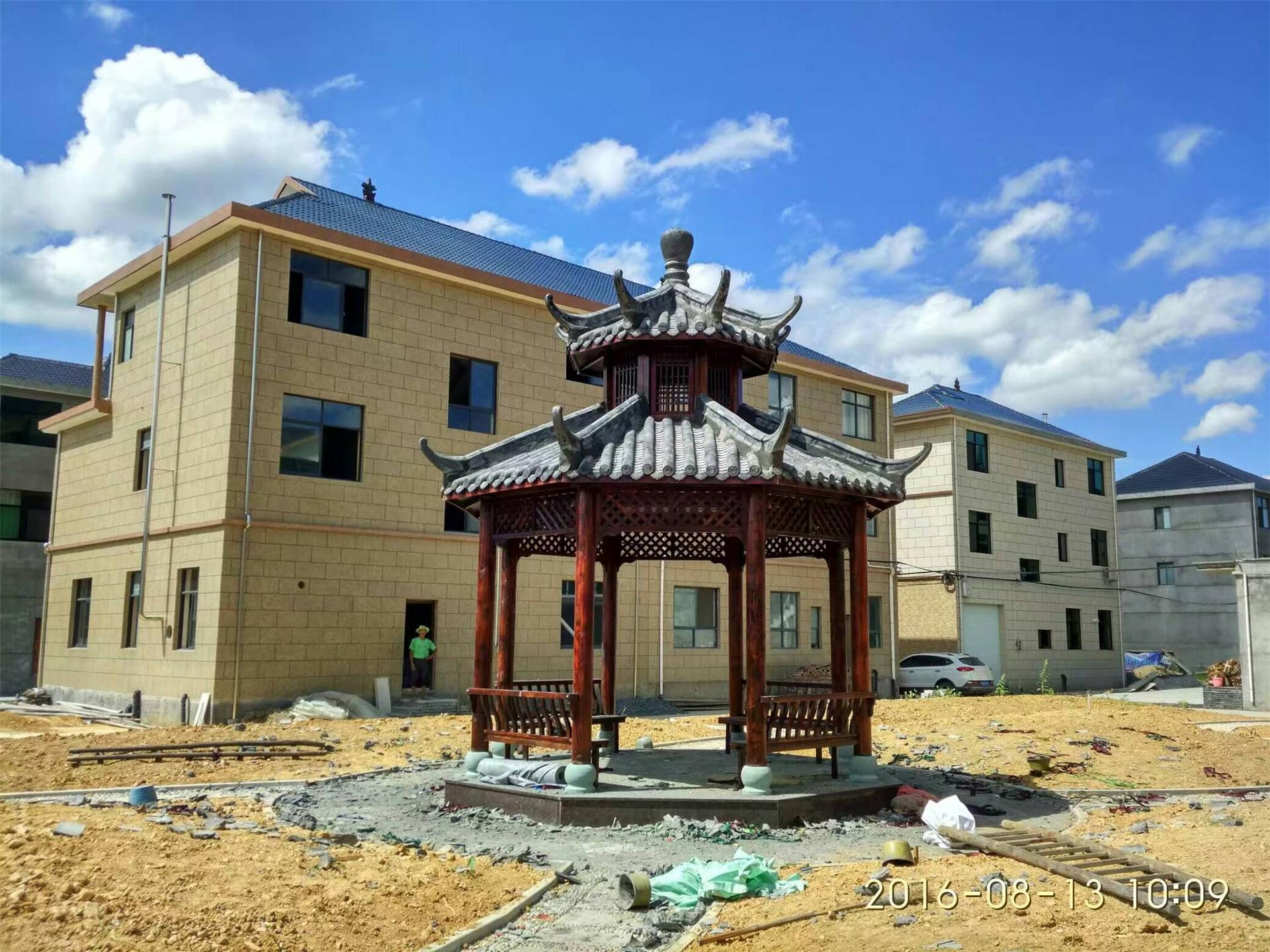 鼎典厂家供应户外防腐木实木双层古建六角凉亭喷砂瓦八角双层凉亭-阿里巴巴