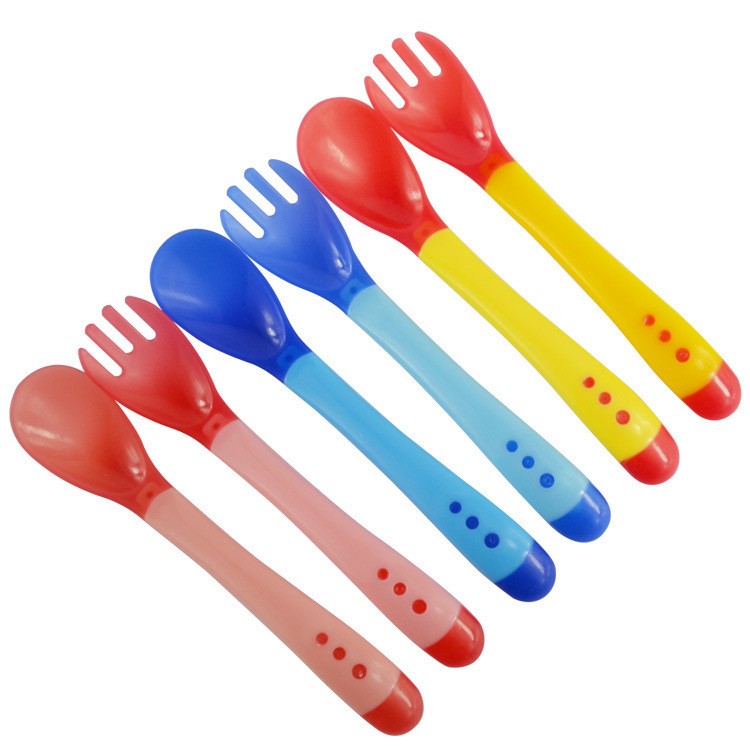 OPP Bagged Temperature sensing food baby Temperature sensing Discoloration Soup spoon baby Discoloration Fork
