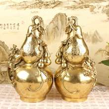 大号纯黄铜金蟾貔貅福禄葫芦一对铜器工艺品摆件家居装饰品