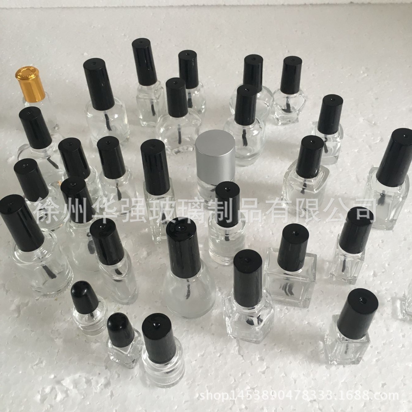 玻璃指甲油空瓶5ml10ml15ml方形圆形美甲工具 指甲油分装瓶批发