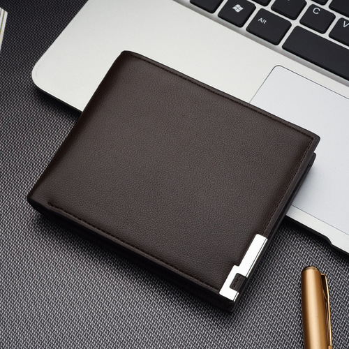 Cross-border hot selling new men's short wallet iron edge Korean version young men's horizontal wallet trendy card holder wholesale