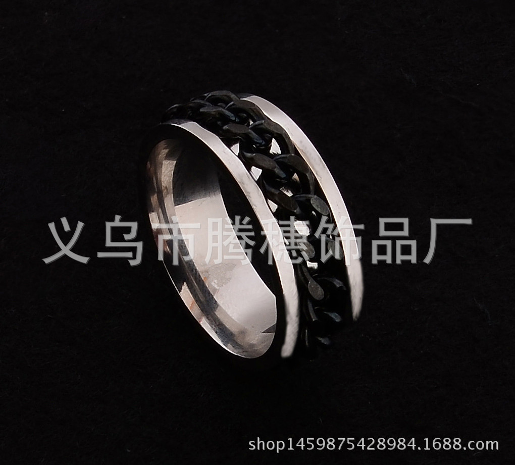 New Simple Titanium Steel Rotatable Roman Chain Ring Wholesale Nihaojewelry display picture 1