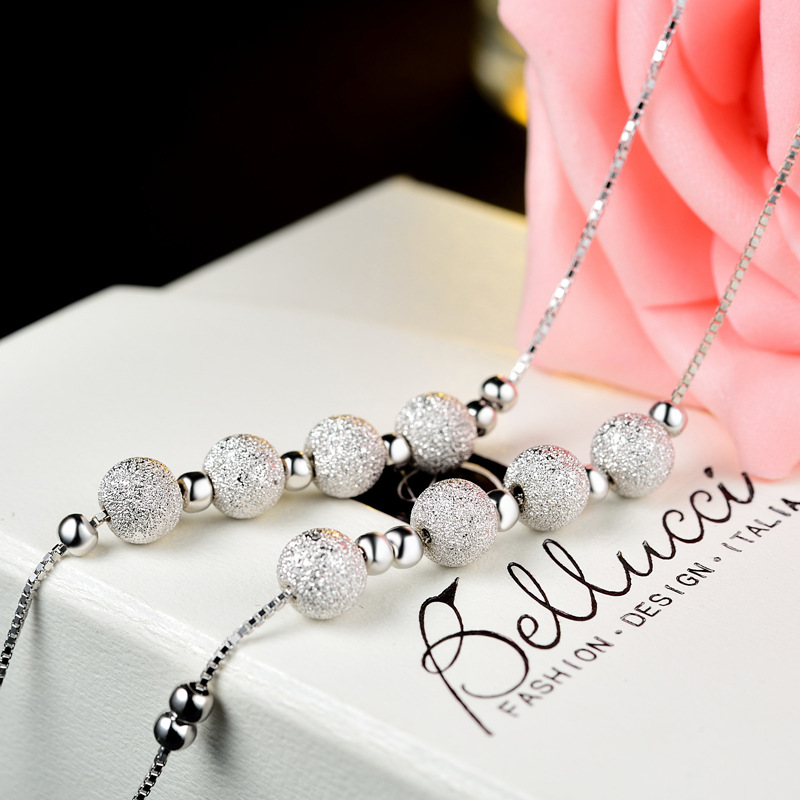 S925 plata tobillera moda estilo coreano grano redondo helado fresco pie decoración fábrica entrega al por mayor directa