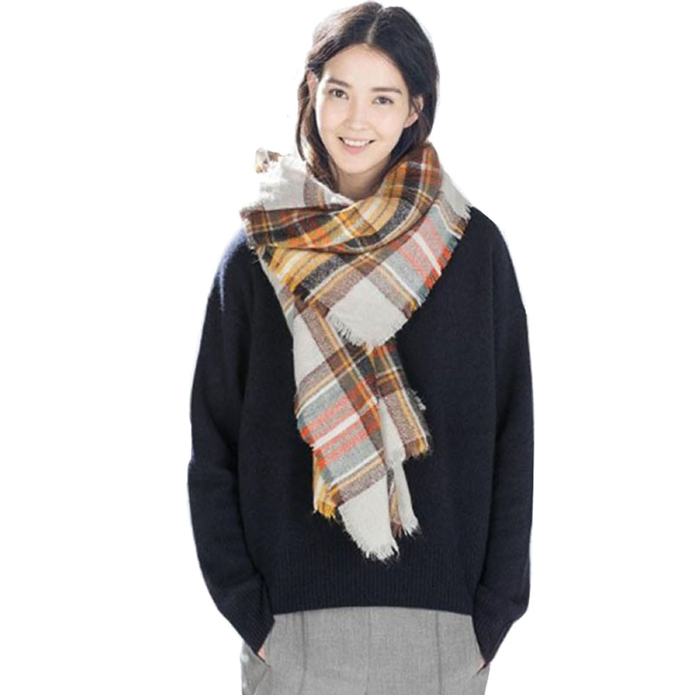 400g Weight Scarf Classification Daily Occasion Imitation cashmere Material Women's Fashion Color Block Imitation Cashmere Winter Scarves