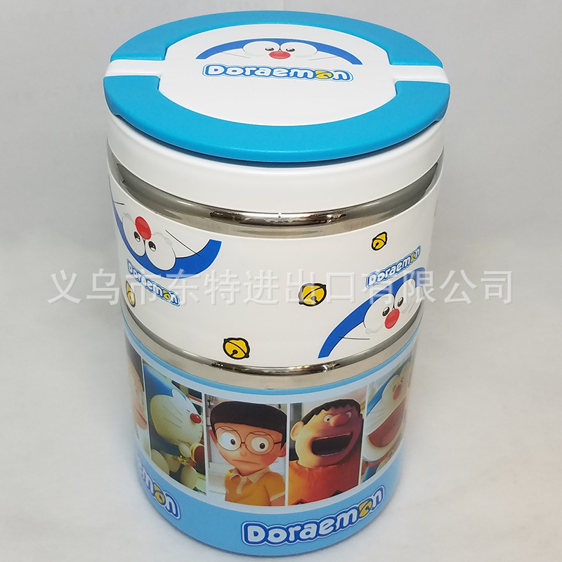Stainless steel round lunch box in cartoon shape, children's Frozen Big white robot cat food box, student picnic lunch box detail image 7