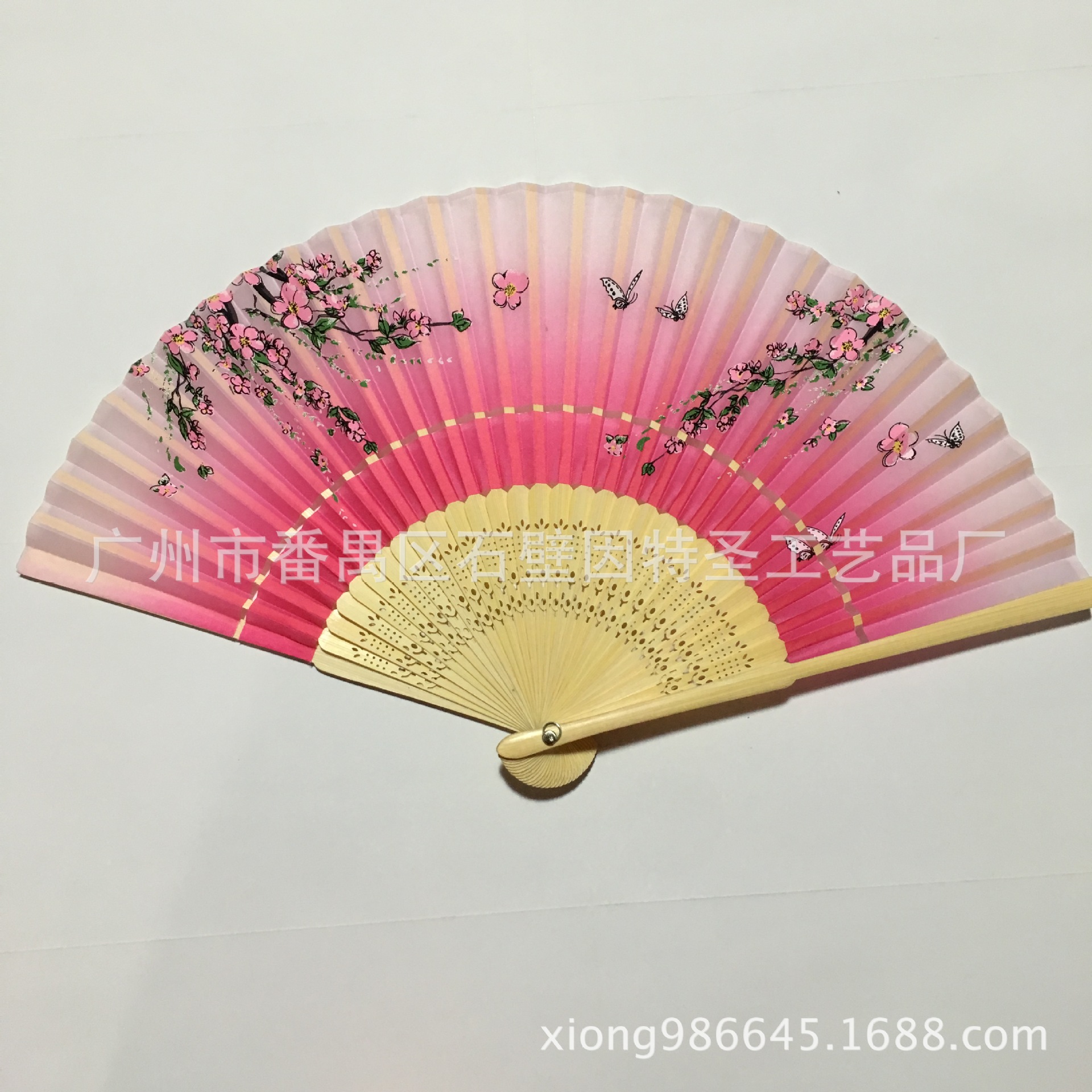 日式和风一笑折扇高档仿真丝女扇双节梅花竹扇送扇穗礼品扇子 编织批发交易网