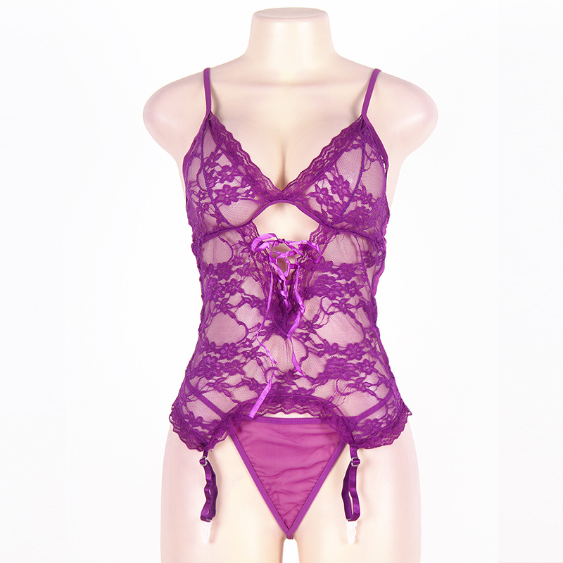 Sexy Dessous Neue plus Gre Sexy Sheer Mesh Spitze Strumpfband Grtel Nachthemdpicture2