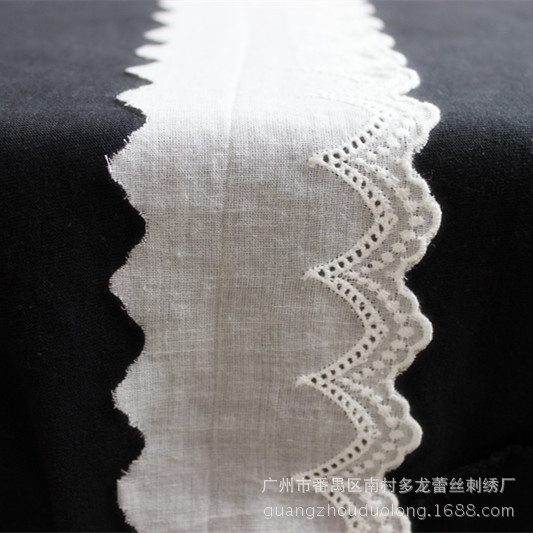 10146源头厂家现货供应新款时尚纯色棉布刺绣花边宽6.2厘米