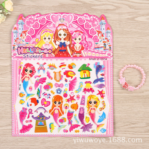 Princess Costume Sticker Wholesale Children's Costume Sticker Girl Costume Sticker DIY Shiny Costume Sticker