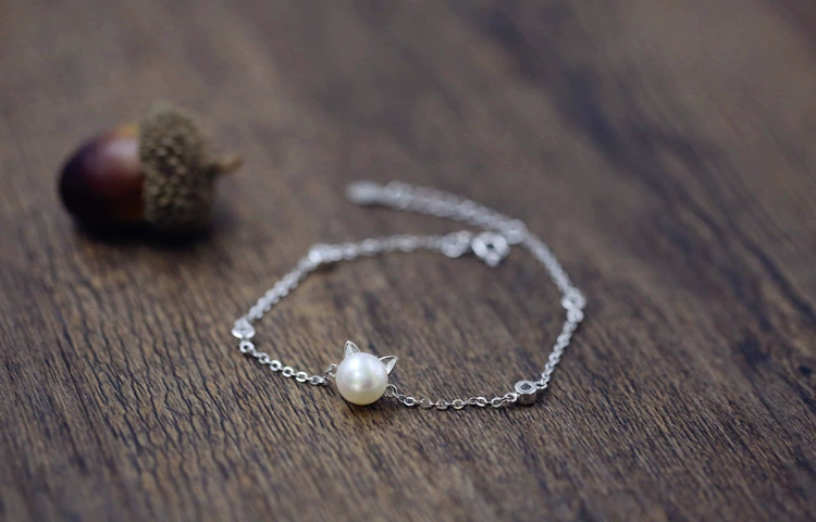 Cute silver bracelet from pearl, accessory, silver 925 sample, wholesale, 925 sample silver