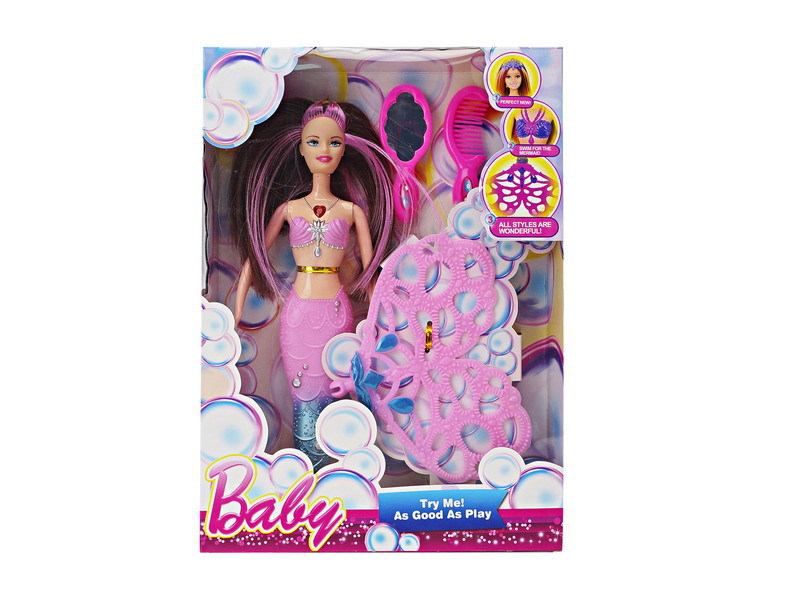 新款玩偶娃娃 11寸美人鱼带音乐IC 女孩生日礼品玩具H059604