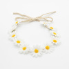 Straw hat rope long pointed corner sun flower ring small chrysanthemum hair belt woven small daisy hair strap