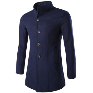 New winter fashion color Lapel long coats in men wool coat 5 color blue