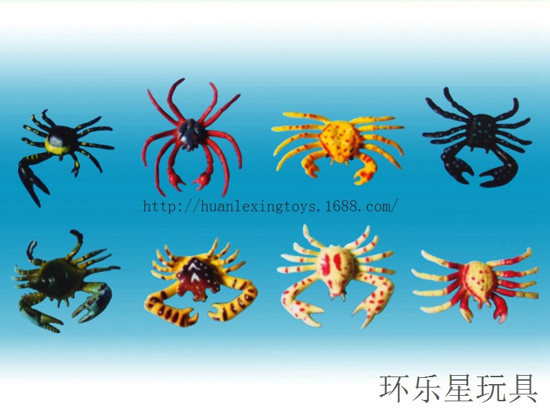 5CM-6CM仿真螃蟹 PVC软胶海底动物 装糖装蛋壳玩具 儿童塑料玩具