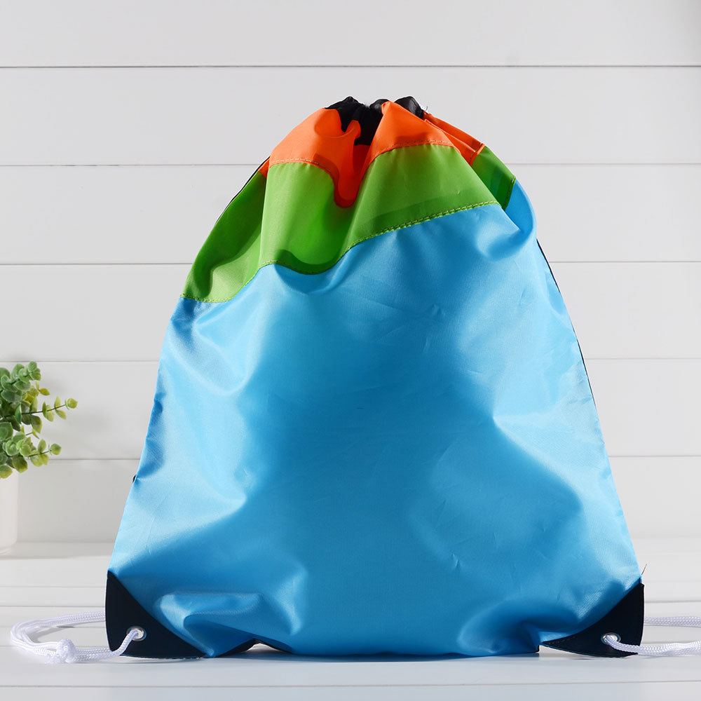 定做牛津布袋 涤纶束口袋三色拼接收口背包抽绳双肩包品质保证