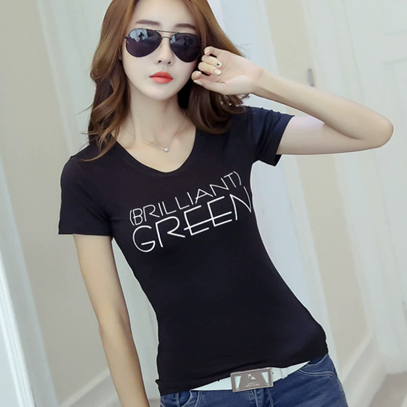 Летняя Новая женская футболка с коротким рукавом Корейская версия белой женской нижней рубашки с принтом Поставка одежды Футболка оптом