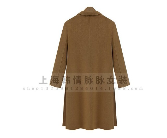 Spring and Autumn Fashion Street Long Inclined Forked Wool Overcoat