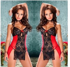 外貿歐美性感薄紗情趣內衣 女士蕾絲紅色情趣睡衣批發代發
