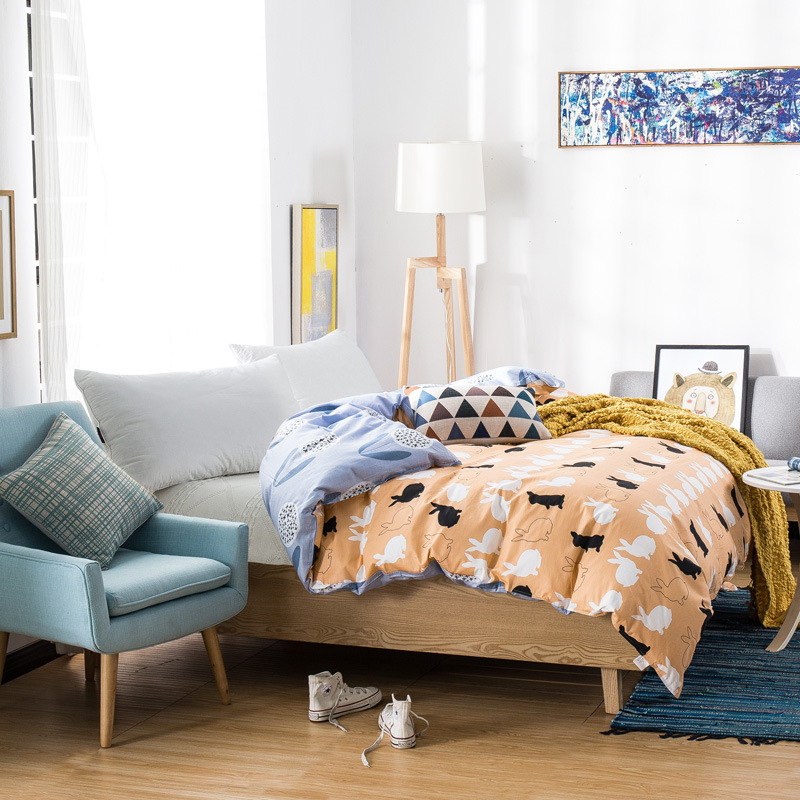 宜婴家纺新款春夏全棉被套活性斜纹单双人被罩1.8m 床上用品批发