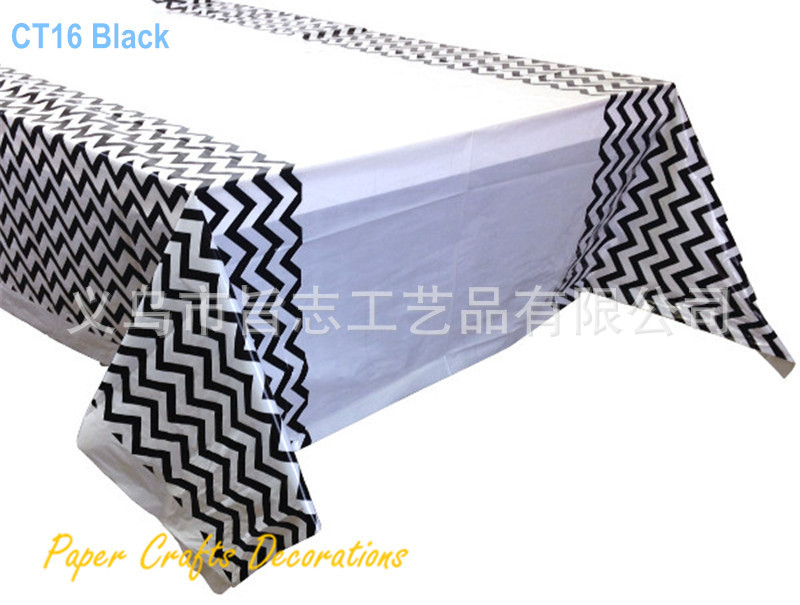 black-chevron-plastic-tableclo