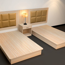 卧室家具標准間客房床民宿床新中式家具實木床酒店家具雙人板式床