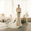 Bride word shoulder retro fashion small trailing wedding dress