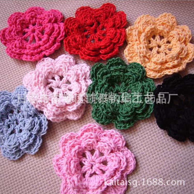 供应手钩花 棉线胸花  毛衣配搭 时尚简单大方 质量保证