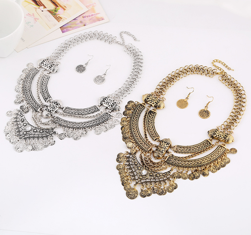 Daily Occasion Retro Ethnic Style Solid Color Resin Alloy Wholesale Earrings Necklace