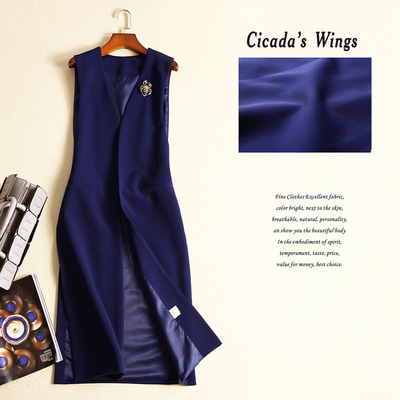 欧洲站女式风衣2021新款欧美女装纯色显瘦无袖外套马甲女一件代发|ms