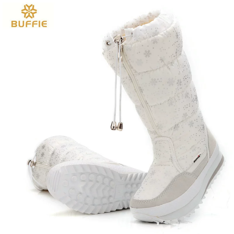 Сапоги Buffie M0767/M0768 с узором «снежинка», тёплая подкладка, плоская подошва