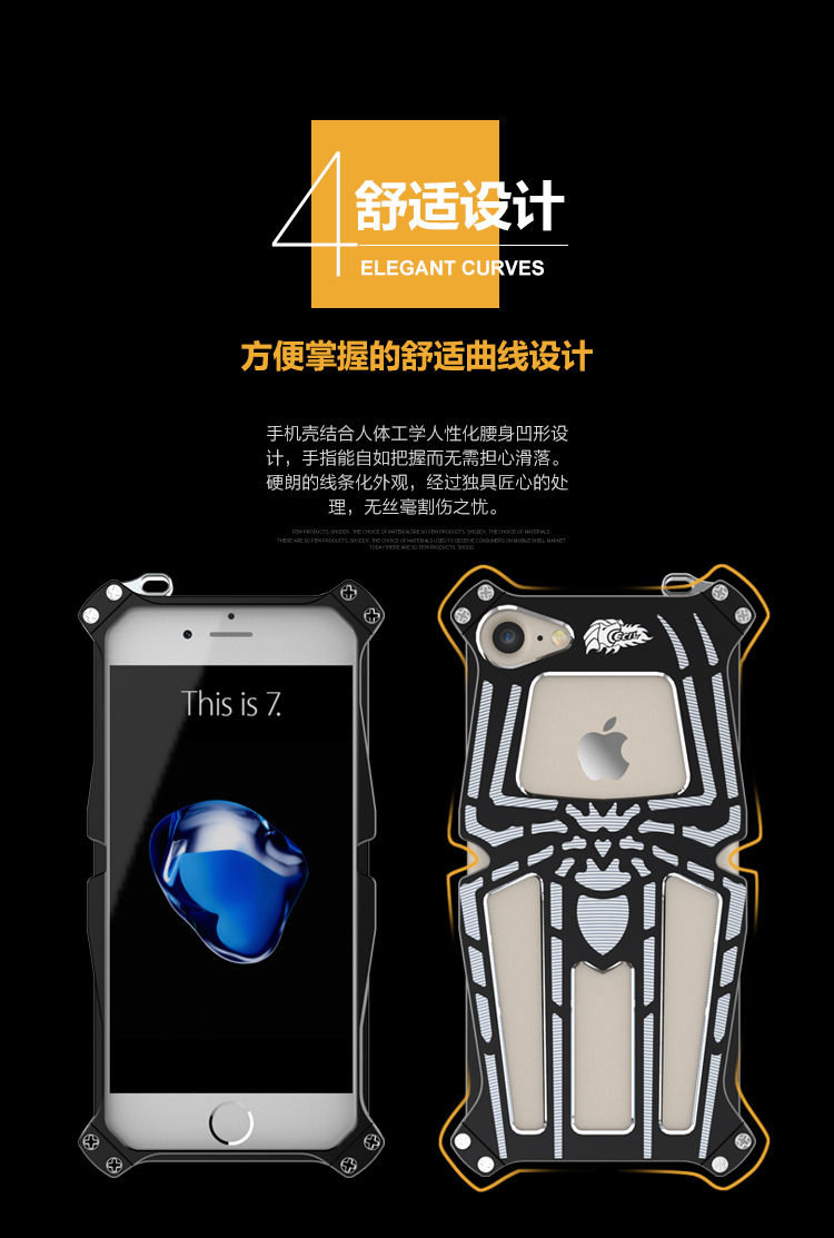 CECIL Spider-Man Aerospace Aluminum Shockproof Metal Shell Case Cover for Apple iPhone 7 & iPhone 7 Plus