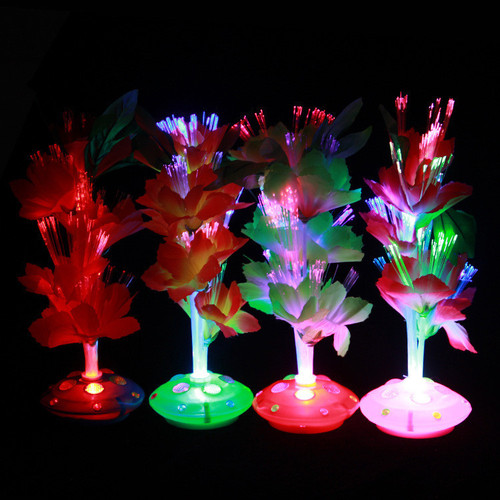 Decorative Flower Creative Gift Fiber Optic Flower Glittering Flower Rainbow Automatic Color Changing Home Decor Flower