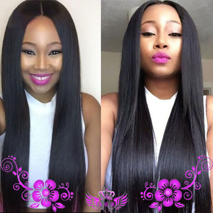 8A human straight hair curtain 1. Straight hair real hair foreign trade wig black hair curtain