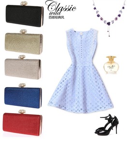 简洁可爱新品珠珠扣手拿包气质晚宴包好搭礼服包晚装包1633