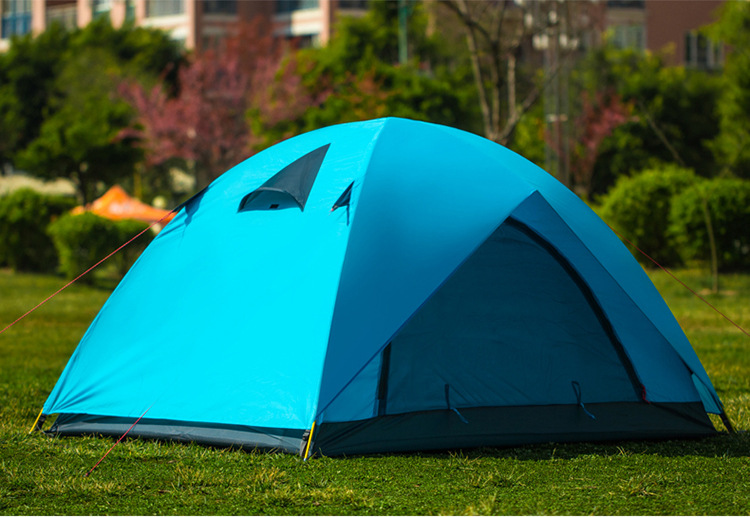 Wholesale pinnacle double-layer outdoor 2-3 people camping rainproof breathable aluminum pole glass pole tent